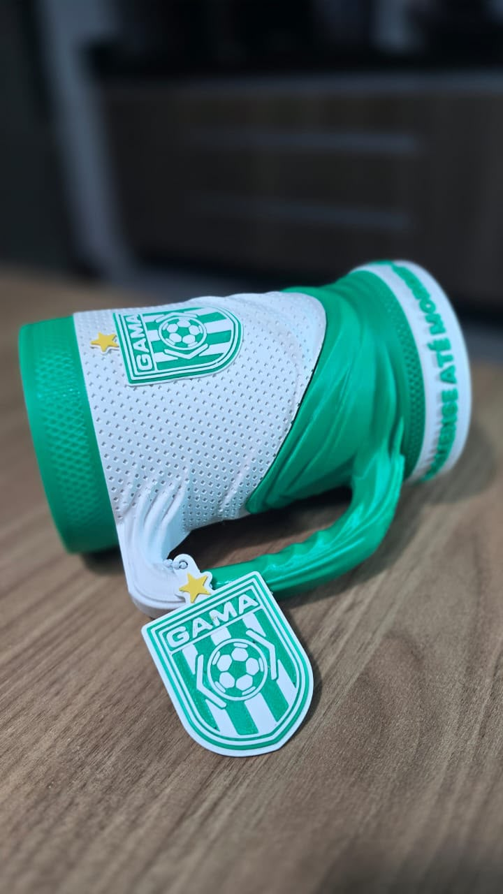 Vista lateral da caneca personalizada do Gama